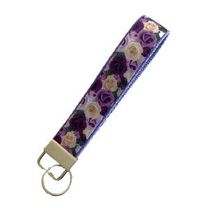Lilac Purple Key Fob Wristlet Keychain Cane strap handmade Coastal Grandmother